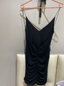 Black Ruched V-Neck Mini Dress