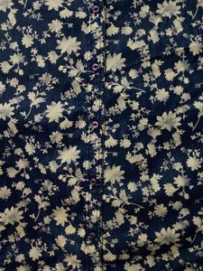 Mentor Floral Print Button-Down Blue Shirt