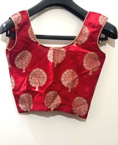 Red &amp; Gold chanderi Blouse