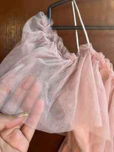 Sheer Ruffle Cold Shoulder Dress
