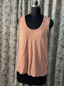 Beige Tank Top with Embellished Shoulders