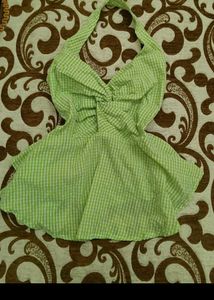 Green Gingham Halter Top
