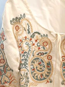 Embroidered Kurta with Pom-Pom Trim