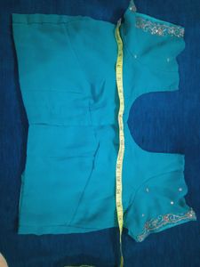 Elegant Turquoise Embroidered Saree