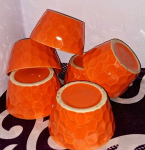 Vibrant Orange Decorative Cups Set