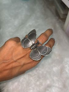 Black Oxidised Butterfly Ring