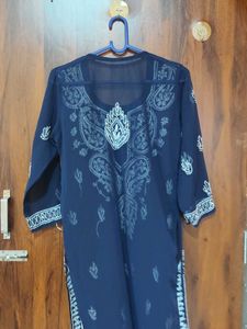 Embroidered Blue Chiffon Blouse
