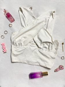 Chic White Criss-Cross Halter Top