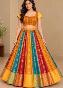 Vibrant Striped Lehenga Choli Set