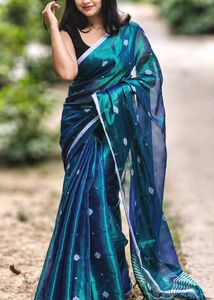 Viral Emerald Green Tissue Silk Saree