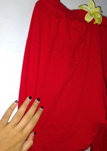 Red Ethnic Leggings with Golden Print