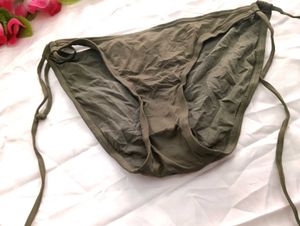 Olive Green Tie Bikini Bottom