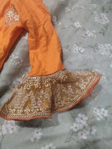 Embroidered Orange Kurta