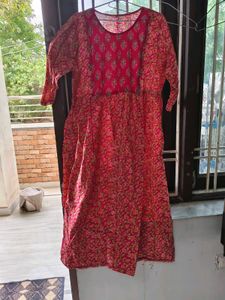 Vibrant Pink Printed Cotton Kurta