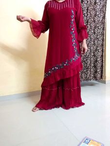 Elegant Red Embroidered Kurta Set