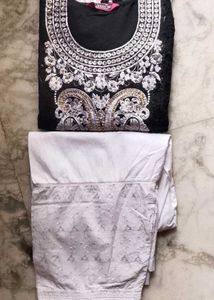 Brand new embroidery black long kurta salwar set