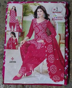 Pink Bandhani printed Dress Material