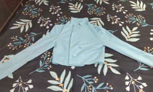 Chic Light Blue Cropped Jacket
