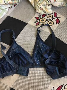 Blue net bra