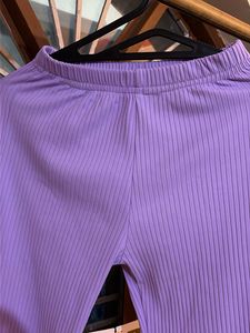 Lavender Ribbed Flare Pants