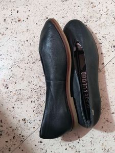 Black Leather Flats, Imported Pure Leathe