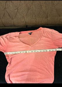 Coral  Ombre V-Neck Tee
