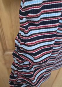 Striped Tee with Drawstring Detail