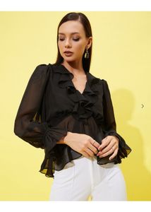Sheer ruffled party top