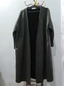 Elegant Grey Long Cardigan