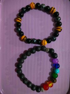 Chakra Stone &amp; Lava Beaded Bracelet Set