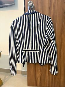 Striped Navy and White Blazer