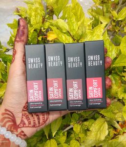 Set of 4 Swiss Beauty Satin Comfort Lipstick