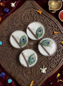 Decorative Candle with Flute &amp; Peacock Feather