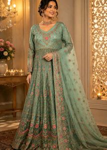 Satin Silk Pakistani embroidery Gown