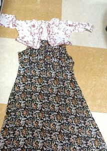 Floral Print Dress with Shrug