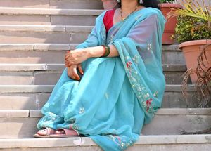 Beautiful Blue Embroidered Saree