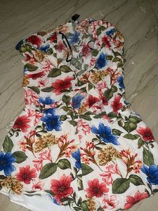 Floral Print Strapless Romper