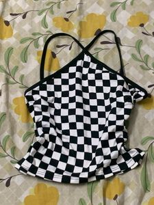 Checkerboard Halter Neck Crop Top