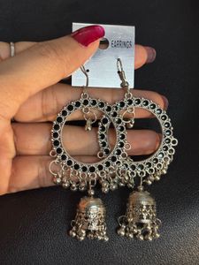 New Earing &amp; Studs Silver Tone Jhumka Earrings