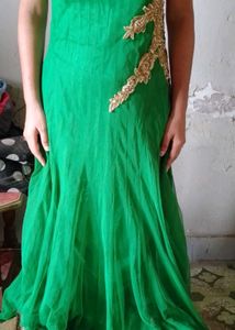 Exquisite Green party dress with Gold Embellishmen