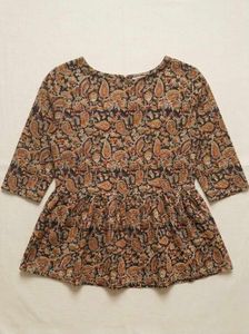 Paisley Kalamkari Pure Cotton Peplum Top