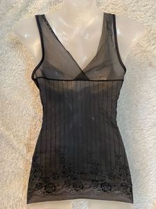 Sheer Black Cami with Lace Detail
