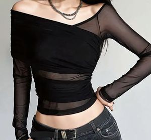 Sheer Off-Shoulder Mesh Top
