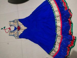 Blue Embellished Anarkali Dress - XS