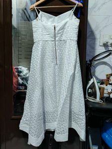 Elegant White A-Line Midi Dress