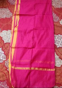 Bright Pink Dupatta with Gold Border
