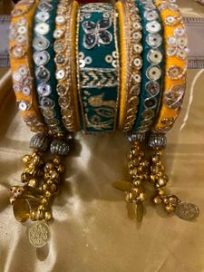 Embellished Silk Bangles with Charms