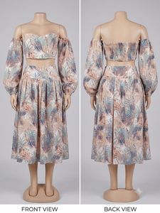 Boho Off-Shoulder Crop Top & Skirt Set