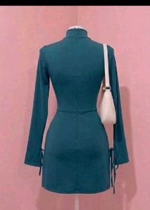 Elegant Teal Square Neck Mini Dress