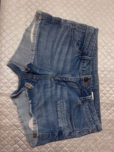 Blue Denim Distressed Shorts